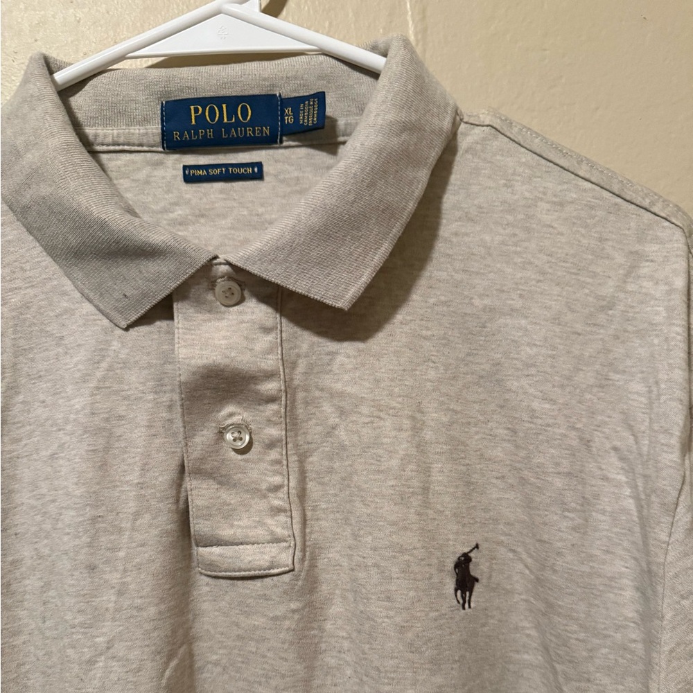 Polo Ralph Lauren Mens Beige Cotton Short Sleeve Polo Shirt Size XL